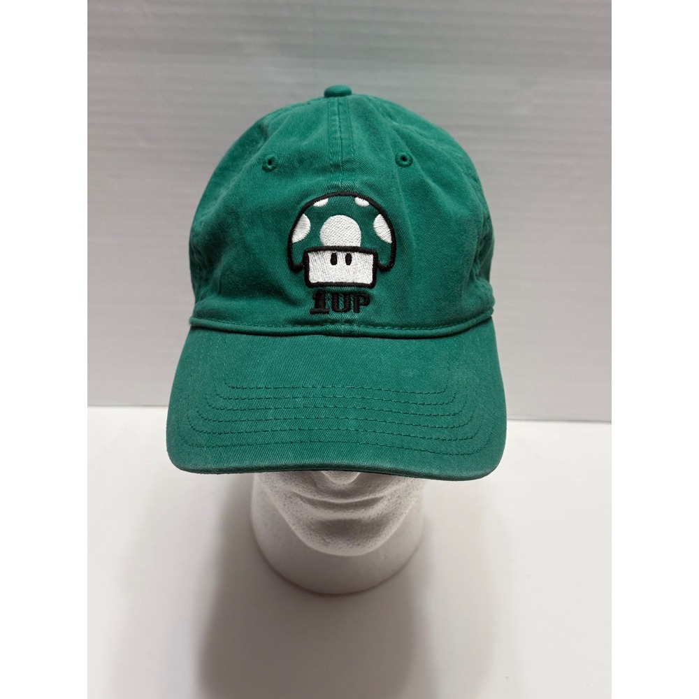 Nintendo Super Mario 1UP Mushroom Hat Green Anoma A-Flex‎ Baseball Cap 2005 A6